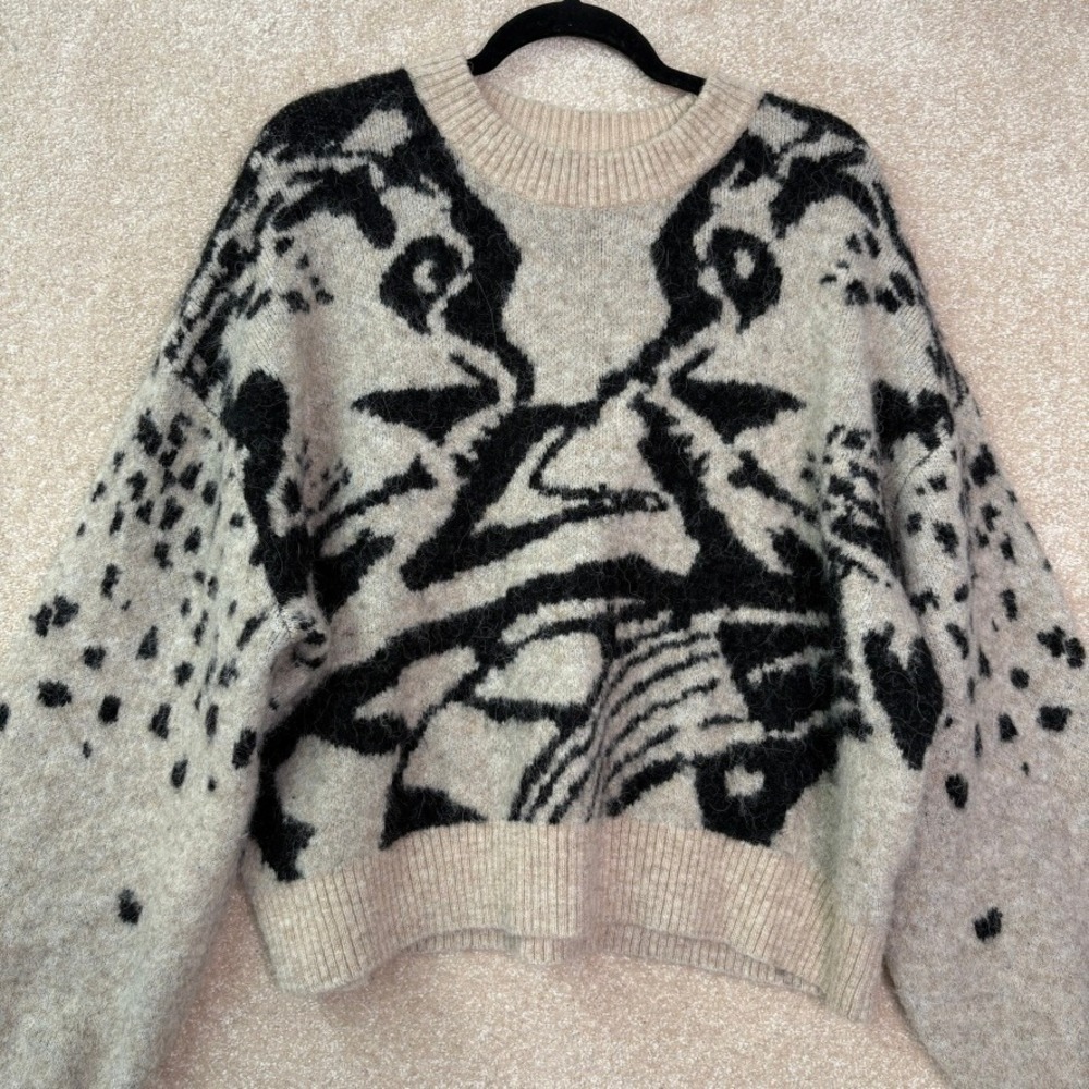 & OTHER STORIES Sweater Women's Large Alpaca Wool Jacquard Knit Pullover - Picture 3 of 11